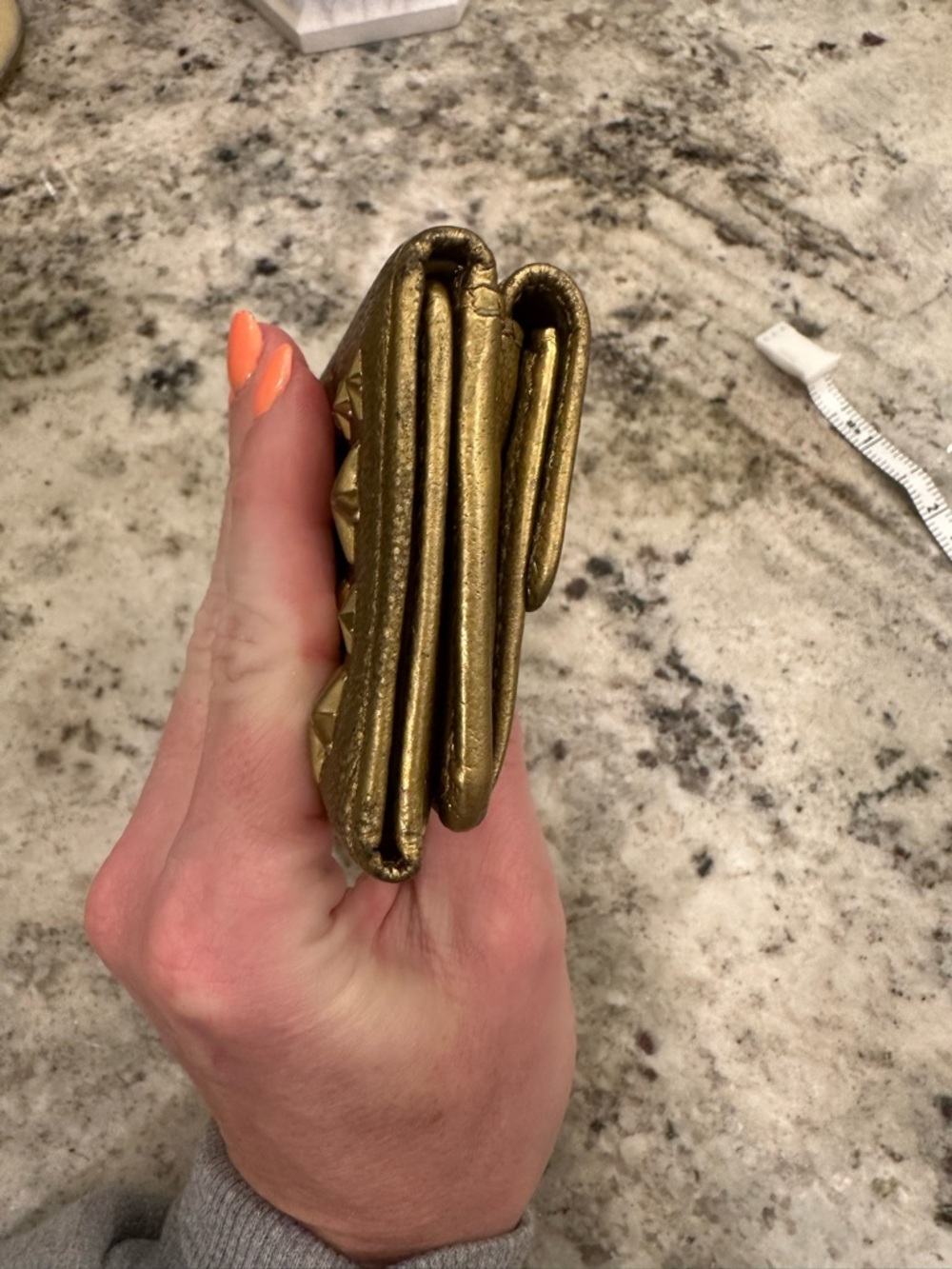 Jimmy Choo Metallic Gold Star Accent Compact Wallet - Picture 6 of 12